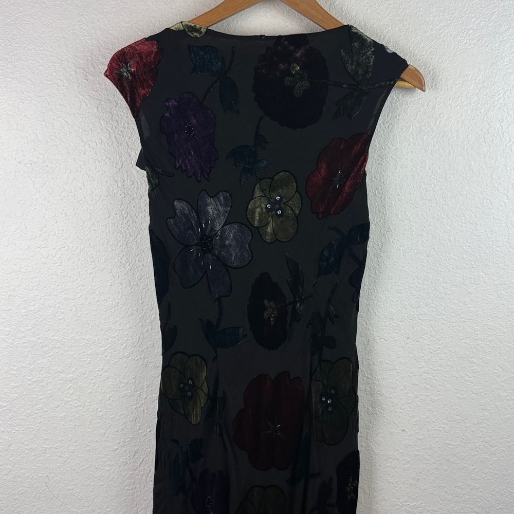 Perfect Adrianna Papell Vintage silk velvet burnout beaded long floral dress Y2K - Picture 9 of 9